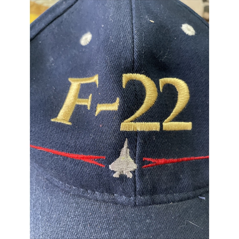 F-22 Jet Plane Hat Cap Snap Back Navy Blue Airplane Military Embroidered - Picture 7 of 7